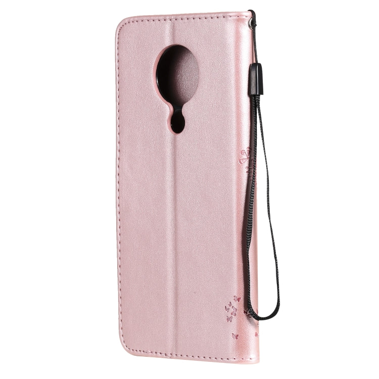 For Nokia 5.3 Tree & Cat Pattern Pressed Printing Horizontal Flip PU Leather Case with Holder & Card Slots & Wallet & Lanyard