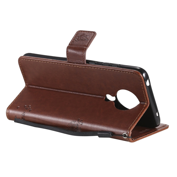 For Nokia 5.3 Tree & Cat Pattern Pressed Printing Horizontal Flip PU Leather Case with Holder & Card Slots & Wallet & Lanyard
