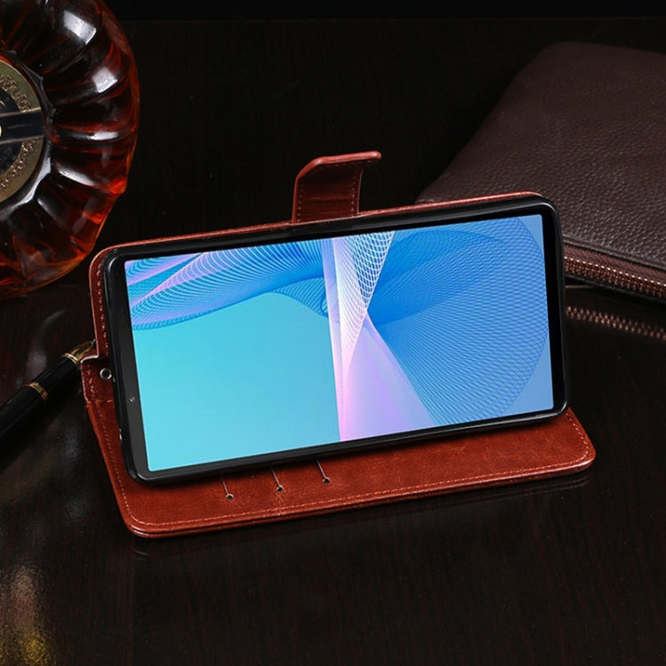 For Sony Xperia 10 III idewei Crazy Horse Texture Horizontal Flip Leather Case with Holder & Card Slots & Wallet