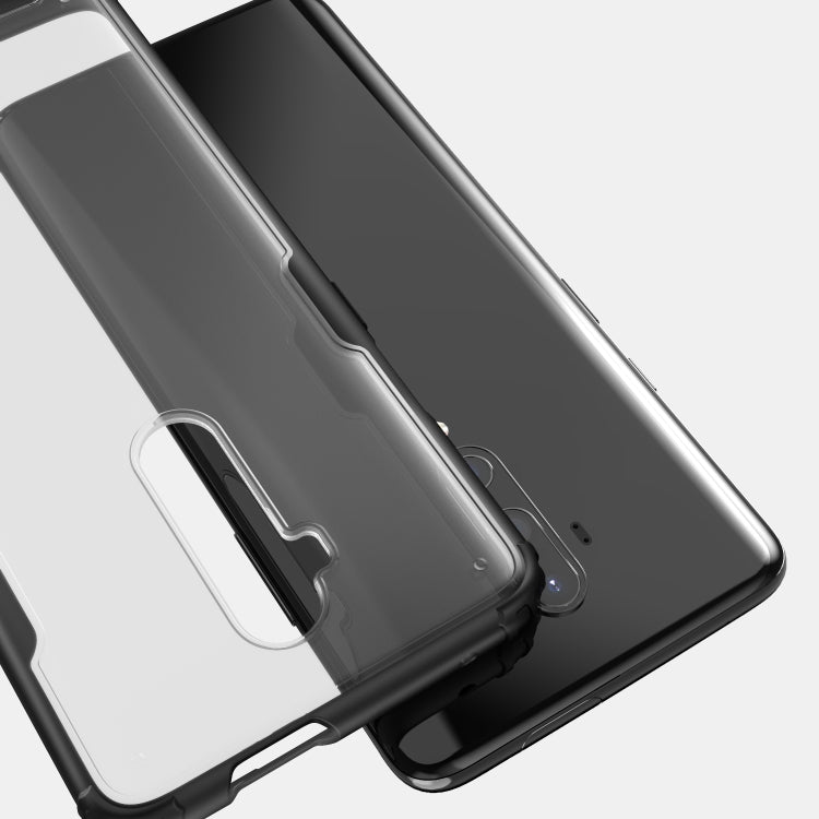 For OnePlus 7T Pro Four Corners Anti-Fall Acrylic +TPU Transparent Frosted Armor Protective Case