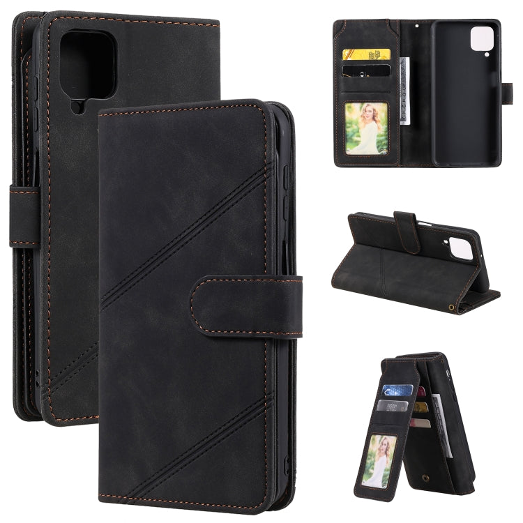 For Samsung Galaxy A12 Skin Feel Business Horizontal Flip PU Leather Case with Holder & Multi-Card Slots & Wallet & Lanyard & Photo Frame