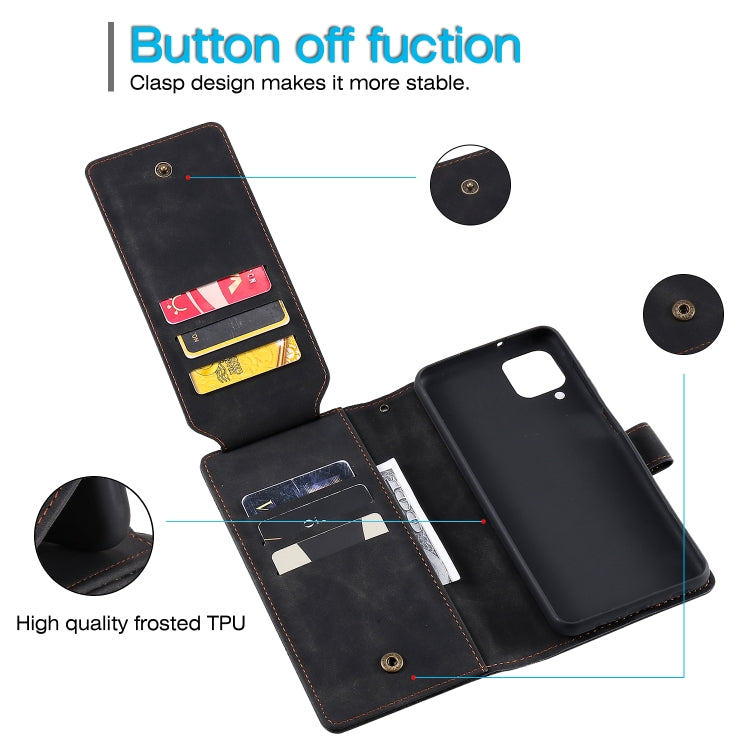 For Samsung Galaxy A12 Skin Feel Business Horizontal Flip PU Leather Case with Holder & Multi-Card Slots & Wallet & Lanyard & Photo Frame