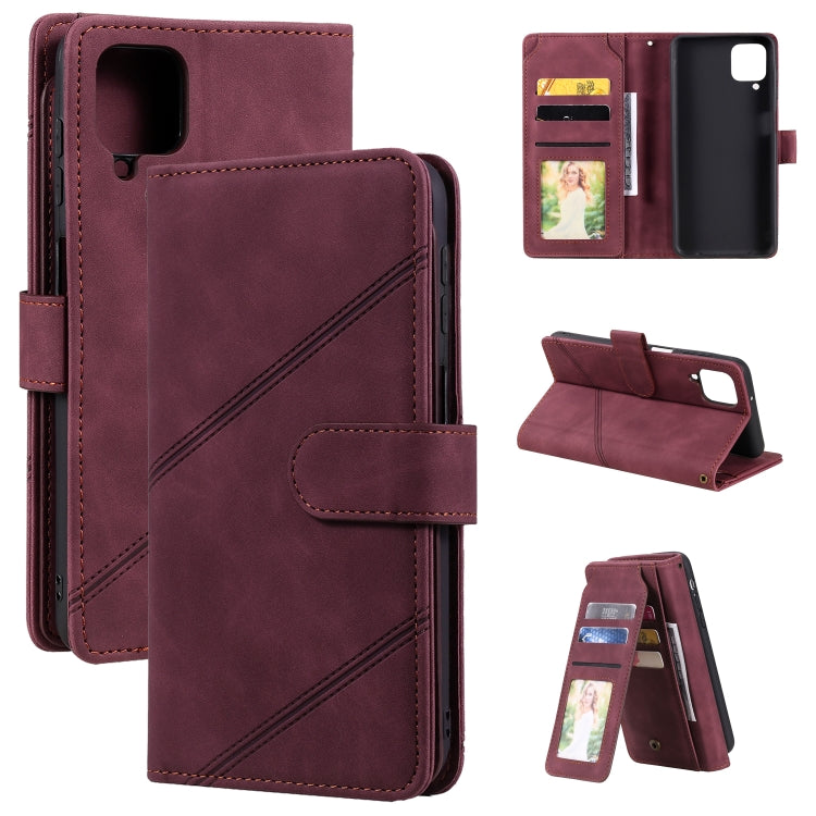 For Samsung Galaxy A12 Skin Feel Business Horizontal Flip PU Leather Case with Holder & Multi-Card Slots & Wallet & Lanyard & Photo Frame