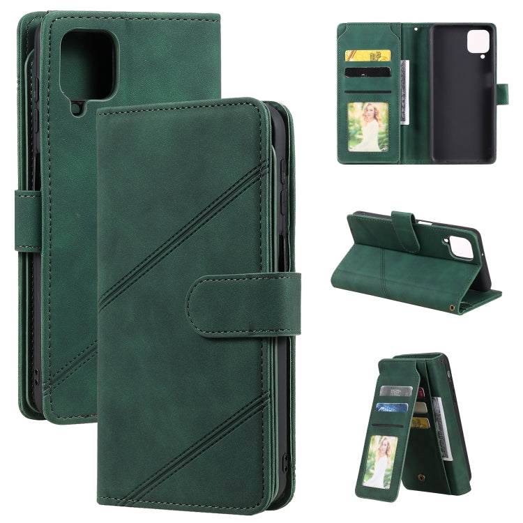 For Samsung Galaxy A12 Skin Feel Business Horizontal Flip PU Leather Case with Holder & Multi-Card Slots & Wallet & Lanyard & Photo Frame