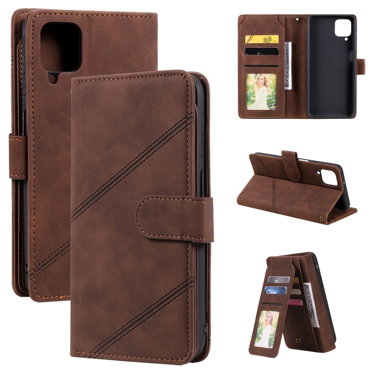 For Samsung Galaxy A12 Skin Feel Business Horizontal Flip PU Leather Case with Holder & Multi-Card Slots & Wallet & Lanyard & Photo Frame