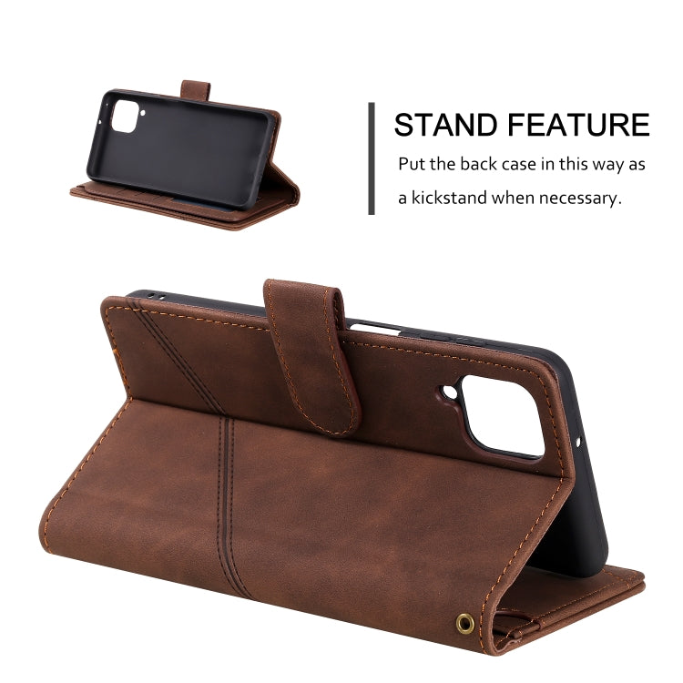 For Samsung Galaxy A12 Skin Feel Business Horizontal Flip PU Leather Case with Holder & Multi-Card Slots & Wallet & Lanyard & Photo Frame