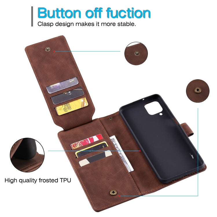 For Samsung Galaxy A12 Skin Feel Business Horizontal Flip PU Leather Case with Holder & Multi-Card Slots & Wallet & Lanyard & Photo Frame