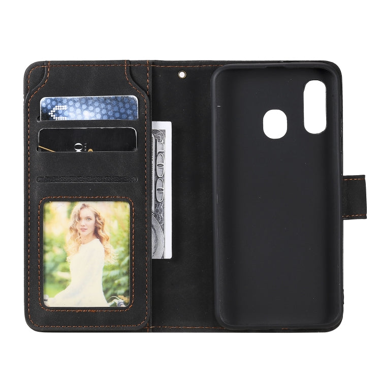 For Samsung Galaxy A40 Skin Feel Business Horizontal Flip PU Leather Case with Holder & Multi-Card Slots & Wallet & Lanyard & Photo Frame