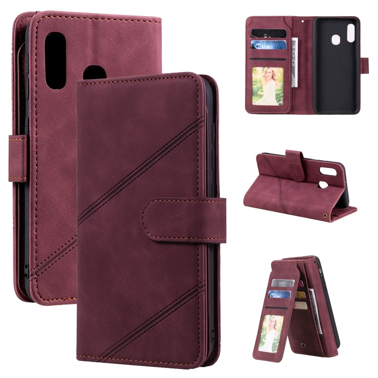 For Samsung Galaxy A40 Skin Feel Business Horizontal Flip PU Leather Case with Holder & Multi-Card Slots & Wallet & Lanyard & Photo Frame