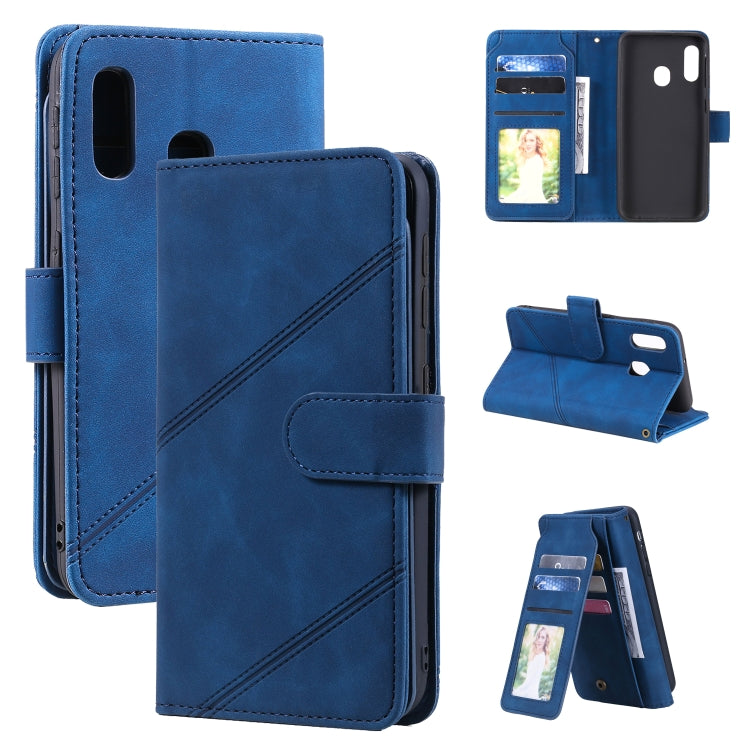 For Samsung Galaxy A40 Skin Feel Business Horizontal Flip PU Leather Case with Holder & Multi-Card Slots & Wallet & Lanyard & Photo Frame