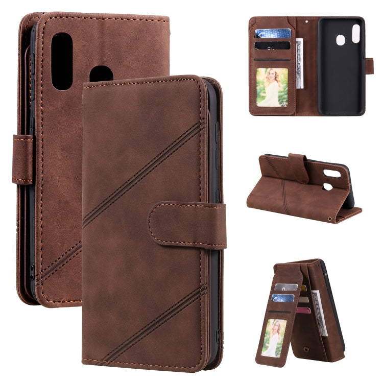 For Samsung Galaxy A40 Skin Feel Business Horizontal Flip PU Leather Case with Holder & Multi-Card Slots & Wallet & Lanyard & Photo Frame
