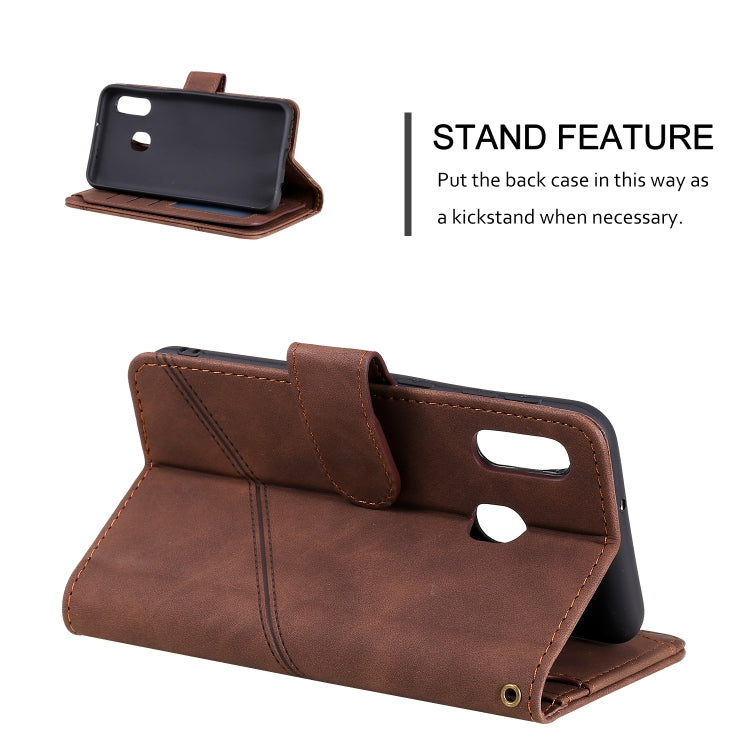 For Samsung Galaxy A40 Skin Feel Business Horizontal Flip PU Leather Case with Holder & Multi-Card Slots & Wallet & Lanyard & Photo Frame