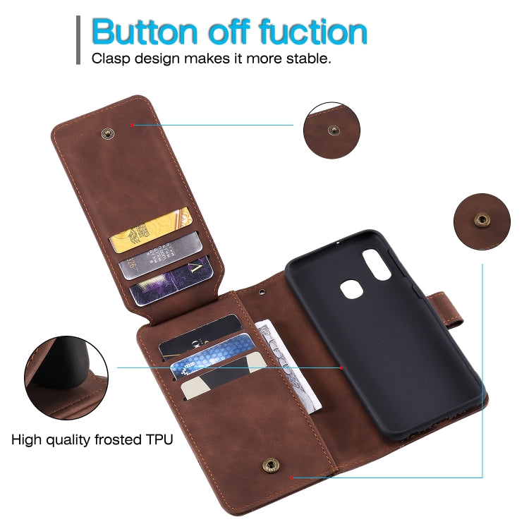 For Samsung Galaxy A40 Skin Feel Business Horizontal Flip PU Leather Case with Holder & Multi-Card Slots & Wallet & Lanyard & Photo Frame