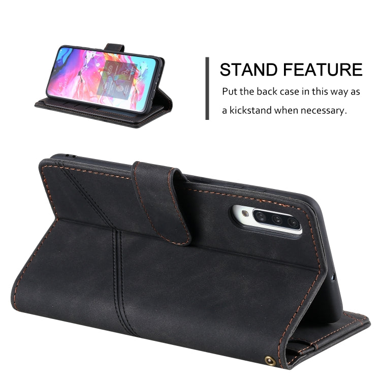 For Samsung Galaxy A70 Skin Feel Business Horizontal Flip PU Leather Case with Holder & Multi-Card Slots & Wallet & Lanyard & Photo Frame