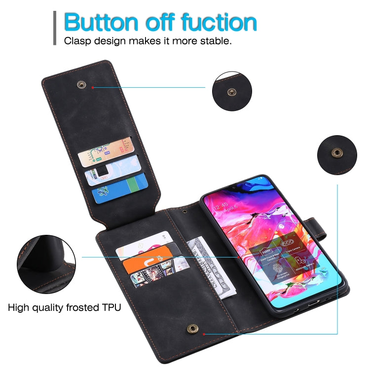 For Samsung Galaxy A70 Skin Feel Business Horizontal Flip PU Leather Case with Holder & Multi-Card Slots & Wallet & Lanyard & Photo Frame
