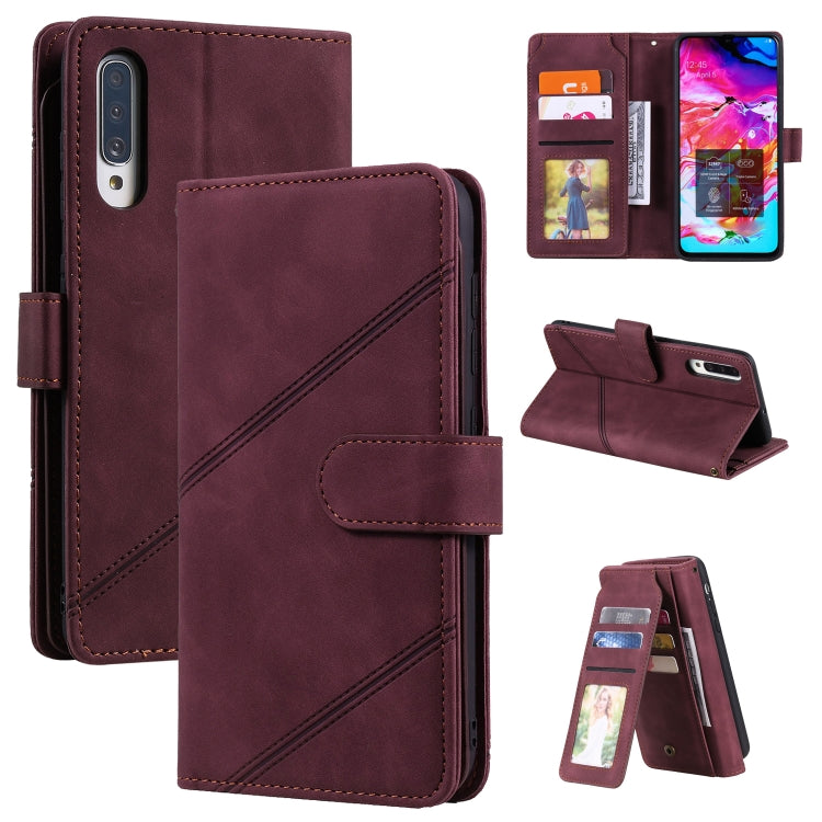 For Samsung Galaxy A70 Skin Feel Business Horizontal Flip PU Leather Case with Holder & Multi-Card Slots & Wallet & Lanyard & Photo Frame