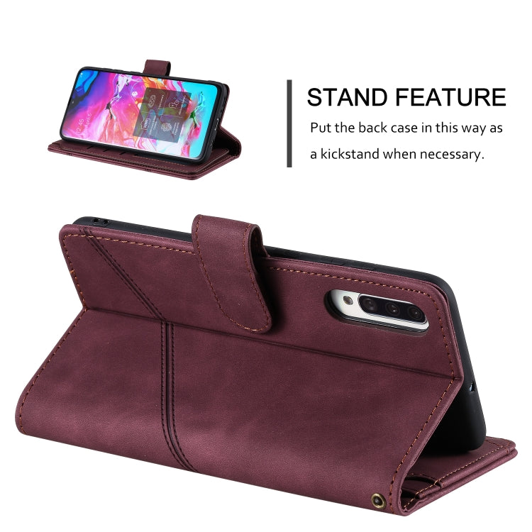 For Samsung Galaxy A70 Skin Feel Business Horizontal Flip PU Leather Case with Holder & Multi-Card Slots & Wallet & Lanyard & Photo Frame