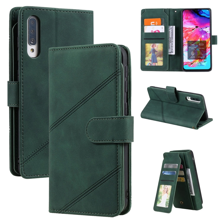 For Samsung Galaxy A70 Skin Feel Business Horizontal Flip PU Leather Case with Holder & Multi-Card Slots & Wallet & Lanyard & Photo Frame