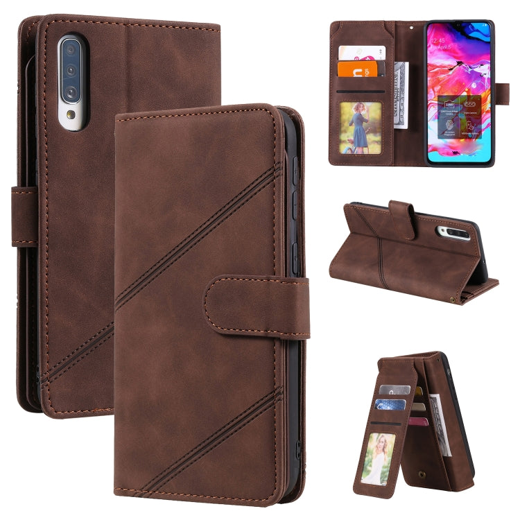 For Samsung Galaxy A70 Skin Feel Business Horizontal Flip PU Leather Case with Holder & Multi-Card Slots & Wallet & Lanyard & Photo Frame