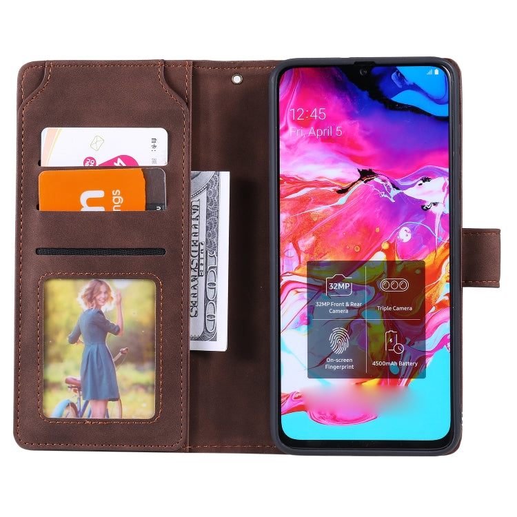 For Samsung Galaxy A70 Skin Feel Business Horizontal Flip PU Leather Case with Holder & Multi-Card Slots & Wallet & Lanyard & Photo Frame