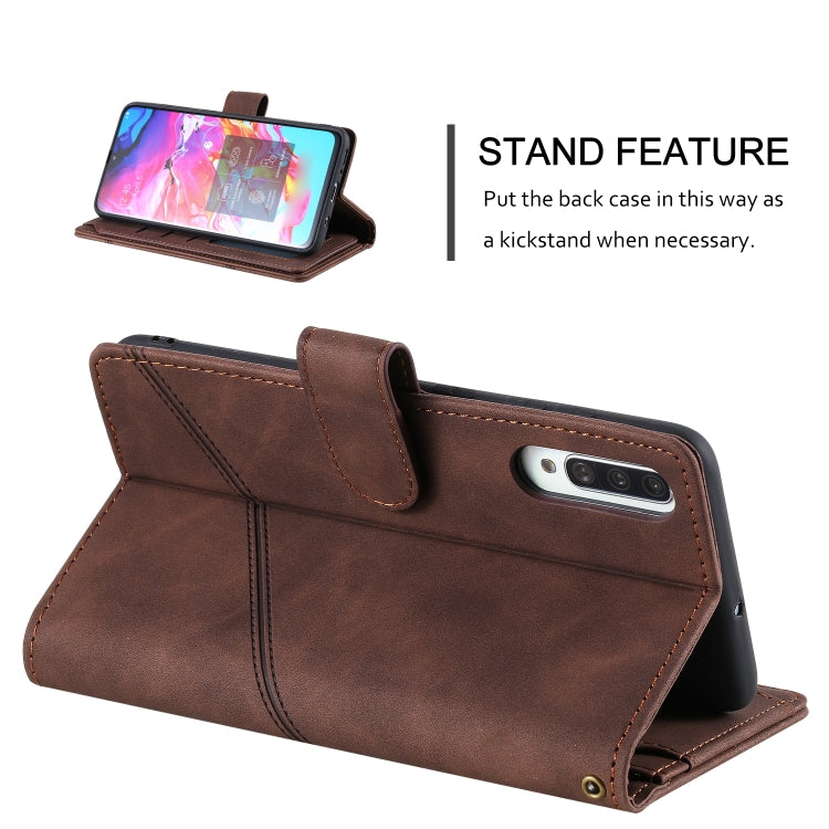 For Samsung Galaxy A70 Skin Feel Business Horizontal Flip PU Leather Case with Holder & Multi-Card Slots & Wallet & Lanyard & Photo Frame