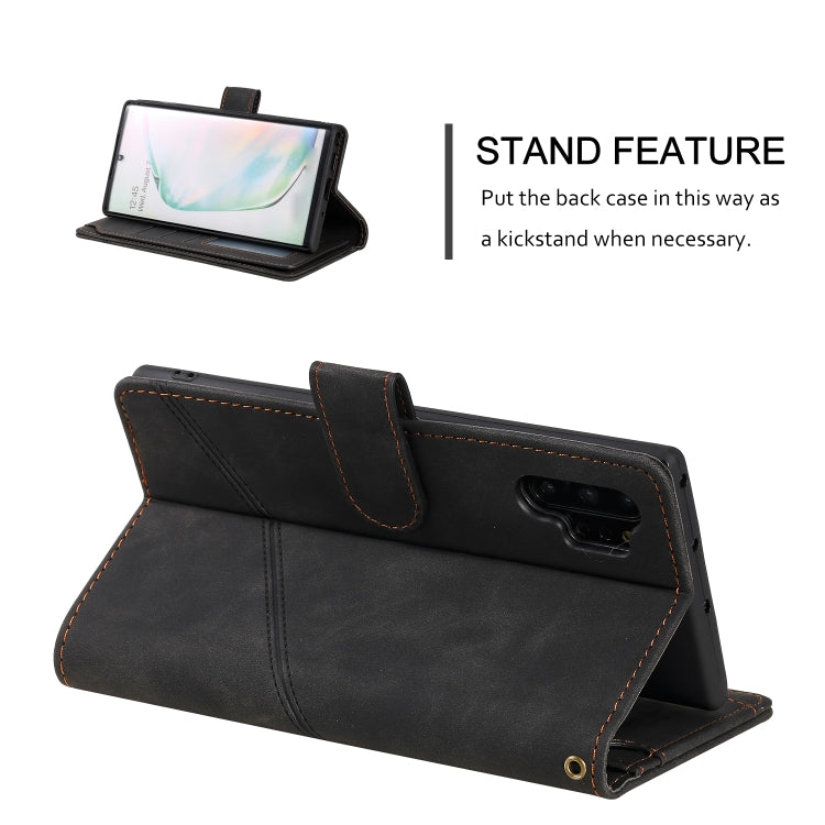 For Samsung Galaxy Note10+ Skin Feel Business Horizontal Flip PU Leather Case with Holder & Multi-Card Slots & Wallet & Lanyard & Photo Frame