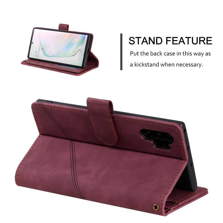 For Samsung Galaxy Note10+ Skin Feel Business Horizontal Flip PU Leather Case with Holder & Multi-Card Slots & Wallet & Lanyard & Photo Frame