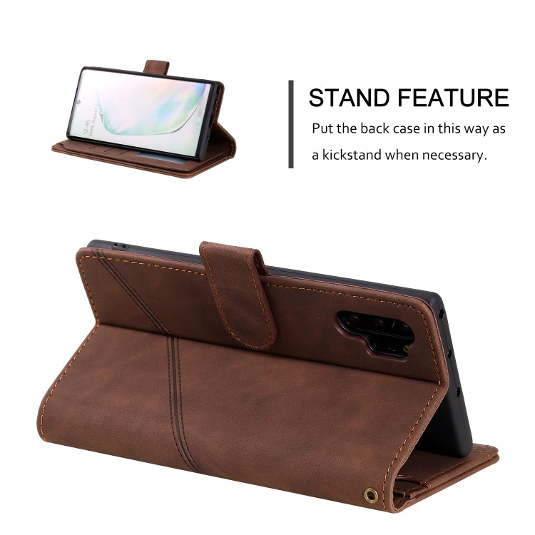 For Samsung Galaxy Note10+ Skin Feel Business Horizontal Flip PU Leather Case with Holder & Multi-Card Slots & Wallet & Lanyard & Photo Frame