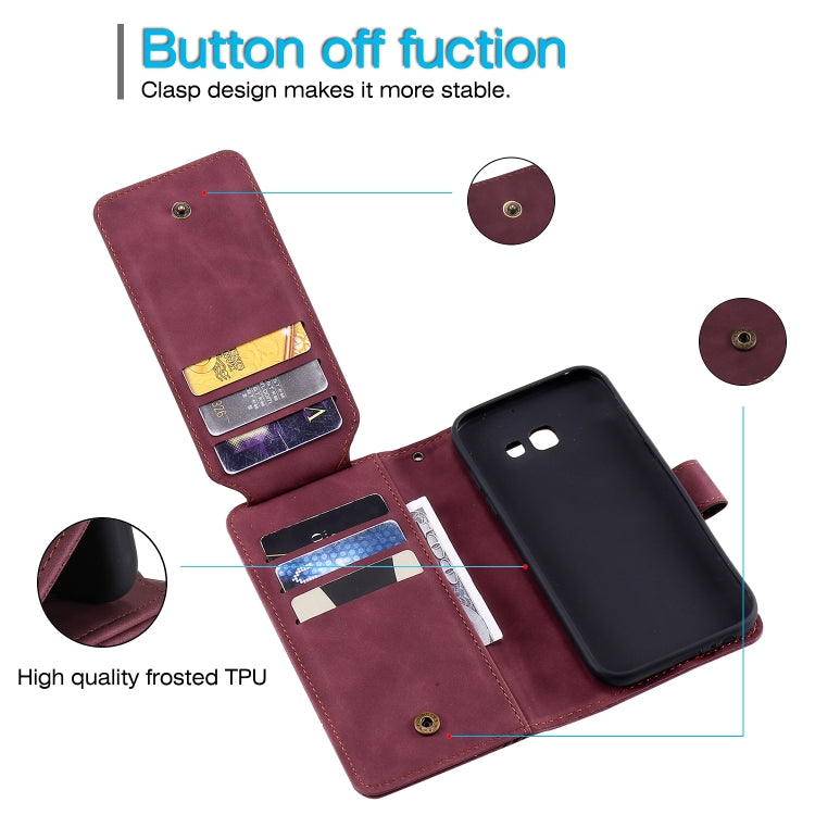 For Samsung Galaxy A5 2017 Skin Feel Business Horizontal Flip PU Leather Case with Holder & Multi-Card Slots & Wallet & Lanyard & Photo Frame