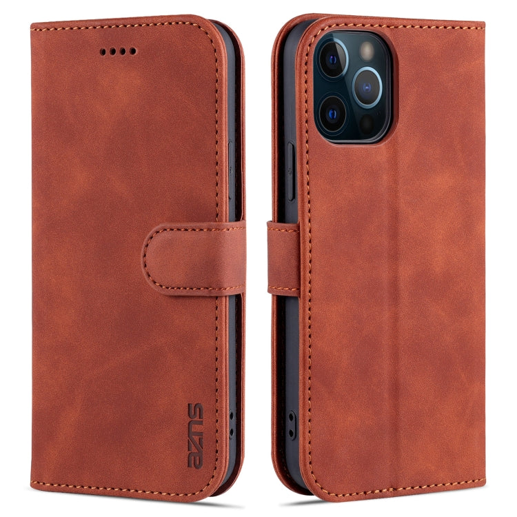 For iPhone 12 Pro AZNS Skin Feel Calf Texture Horizontal Flip Leather Case with Card Slots & Holder & Wallet