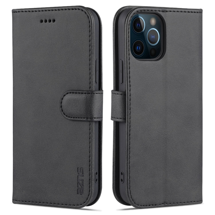 For iPhone 12 Pro AZNS Skin Feel Calf Texture Horizontal Flip Leather Case with Card Slots & Holder & Wallet