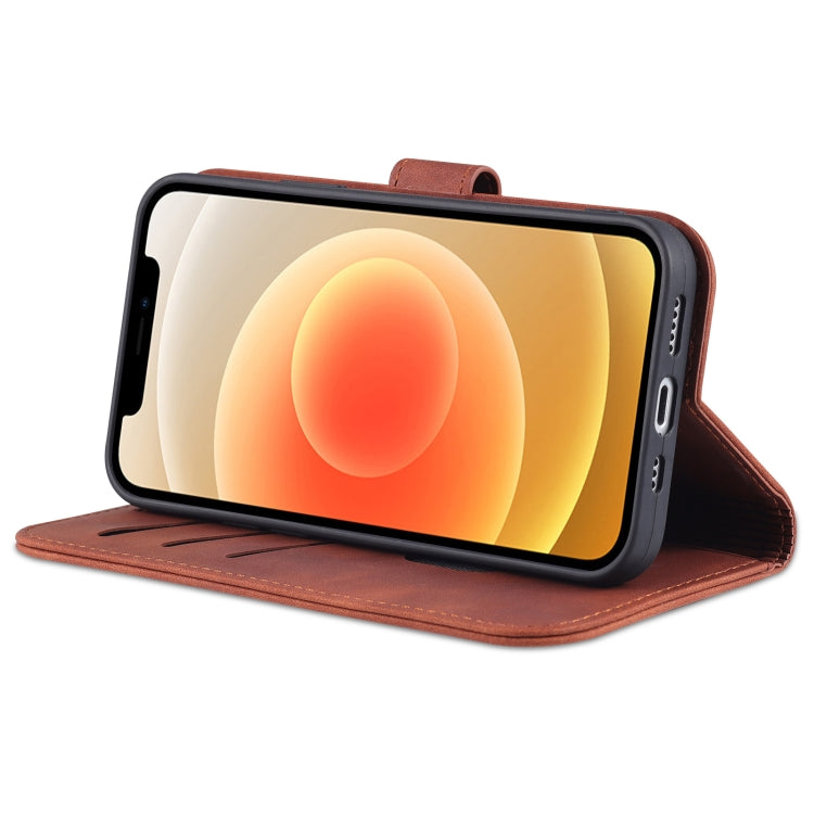 For iPhone 12 Pro AZNS Skin Feel Calf Texture Horizontal Flip Leather Case with Card Slots & Holder & Wallet