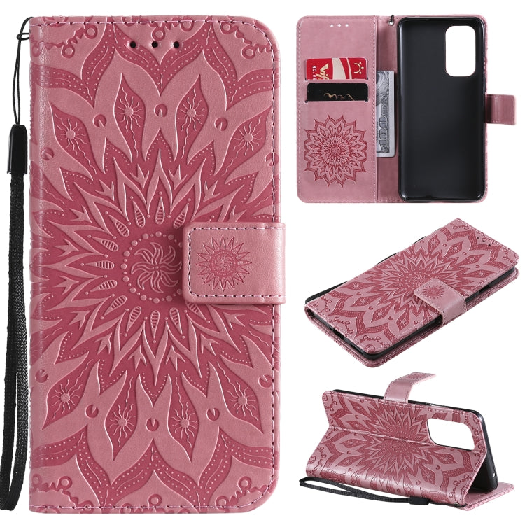 For OnePlus 9 Sun Embossing Pattern Horizontal Flip Leather Case with Card Slot & Holder & Wallet & Lanyard