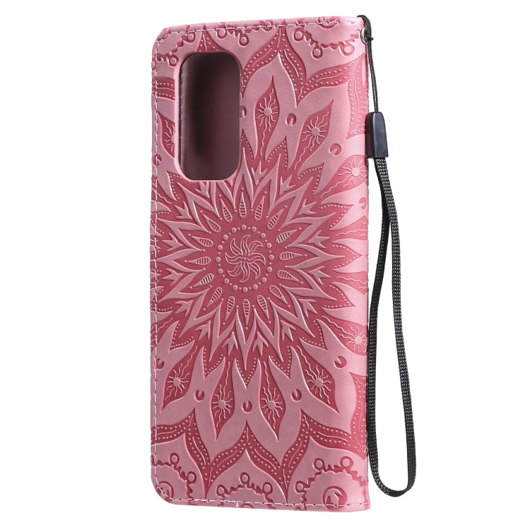 For OnePlus 9 Sun Embossing Pattern Horizontal Flip Leather Case with Card Slot & Holder & Wallet & Lanyard