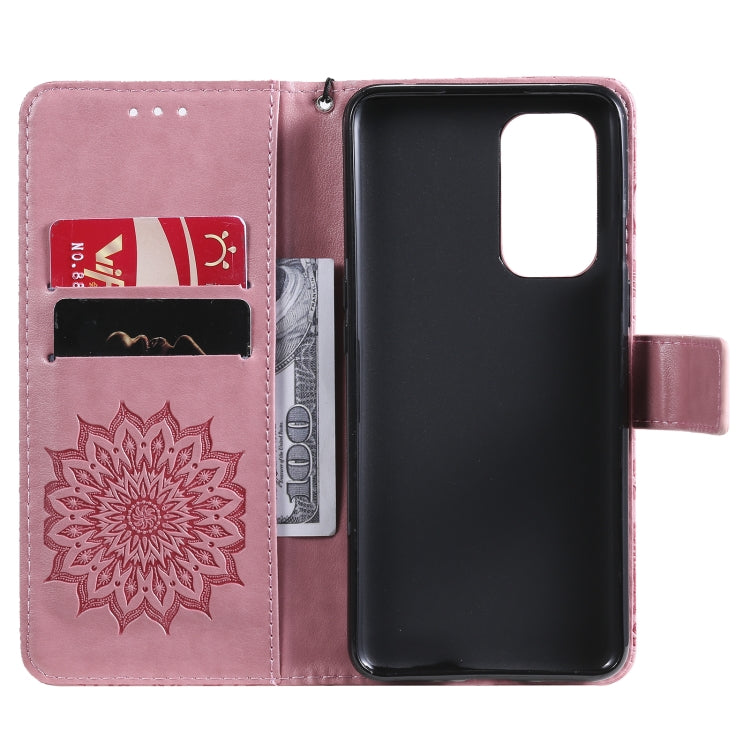 For OnePlus 9 Sun Embossing Pattern Horizontal Flip Leather Case with Card Slot & Holder & Wallet & Lanyard