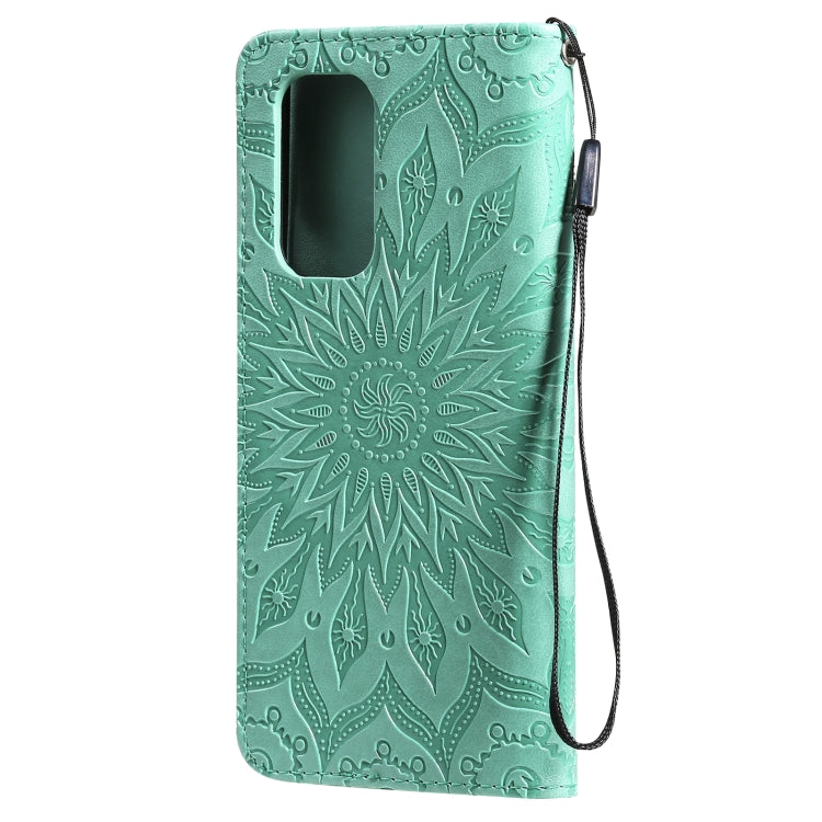 For OnePlus 9 Sun Embossing Pattern Horizontal Flip Leather Case with Card Slot & Holder & Wallet & Lanyard