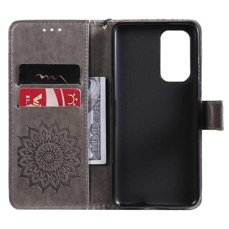 For OnePlus 9 Sun Embossing Pattern Horizontal Flip Leather Case with Card Slot & Holder & Wallet & Lanyard