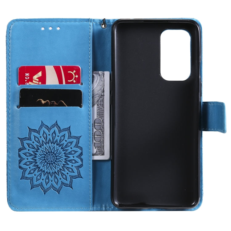 For OnePlus 9 Sun Embossing Pattern Horizontal Flip Leather Case with Card Slot & Holder & Wallet & Lanyard