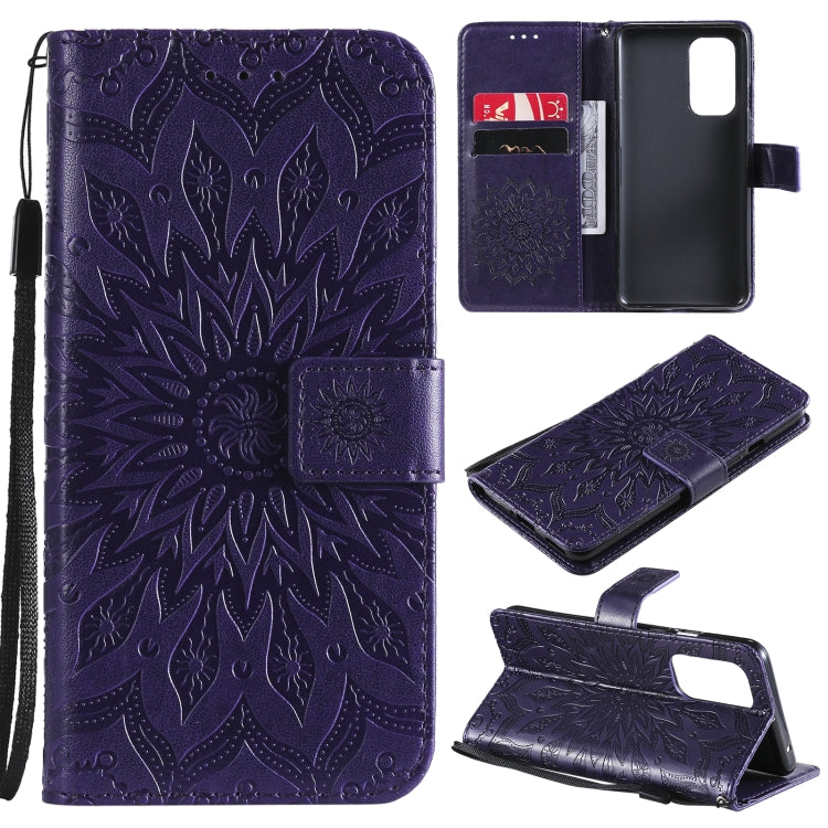 For OnePlus 9 Sun Embossing Pattern Horizontal Flip Leather Case with Card Slot & Holder & Wallet & Lanyard
