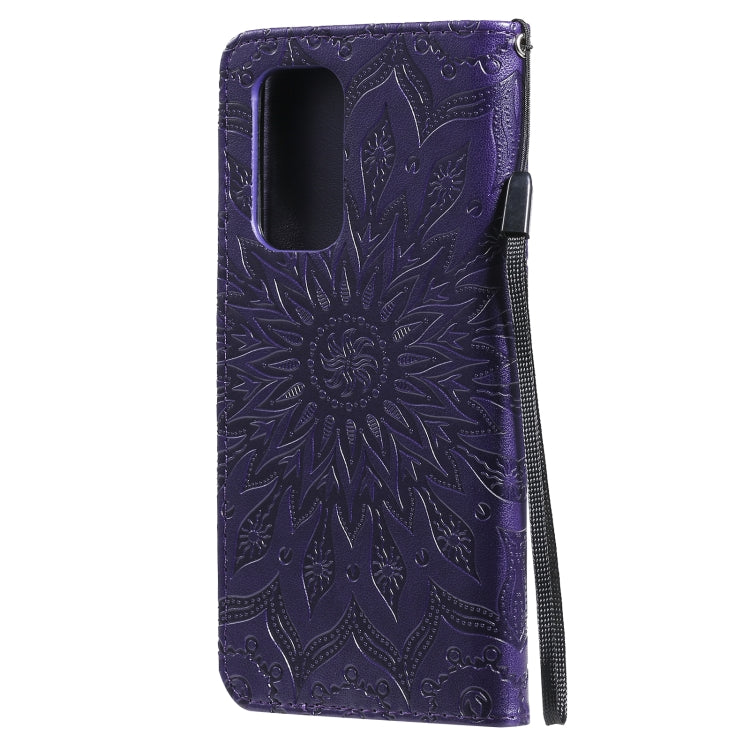 For OnePlus 9 Sun Embossing Pattern Horizontal Flip Leather Case with Card Slot & Holder & Wallet & Lanyard