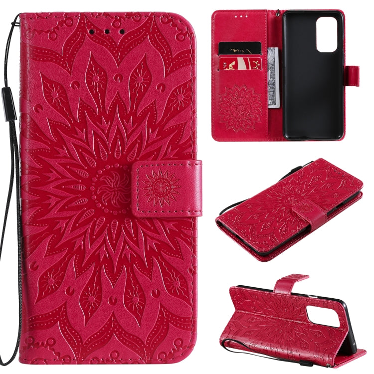 For OnePlus 9 Sun Embossing Pattern Horizontal Flip Leather Case with Card Slot & Holder & Wallet & Lanyard