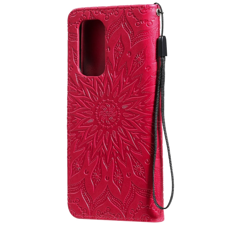 For OnePlus 9 Sun Embossing Pattern Horizontal Flip Leather Case with Card Slot & Holder & Wallet & Lanyard