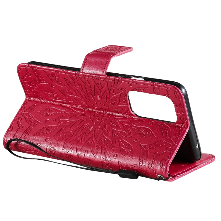 For OnePlus 9 Sun Embossing Pattern Horizontal Flip Leather Case with Card Slot & Holder & Wallet & Lanyard