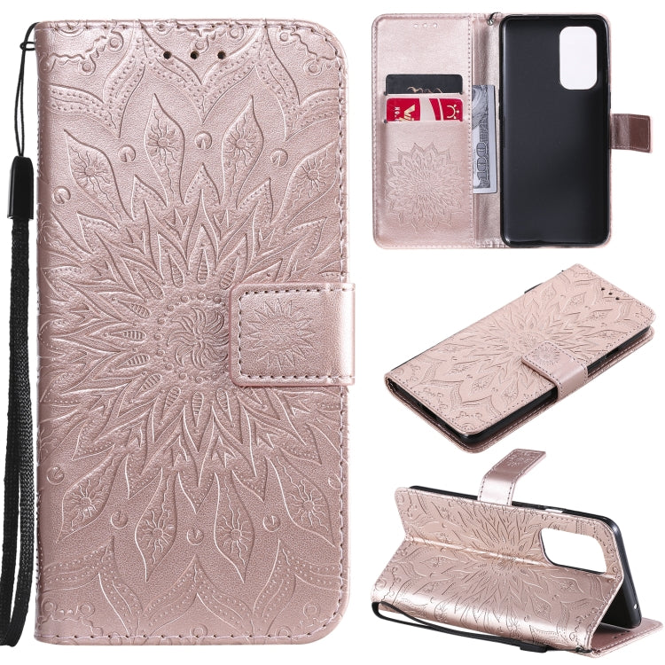 For OnePlus 9 Sun Embossing Pattern Horizontal Flip Leather Case with Card Slot & Holder & Wallet & Lanyard