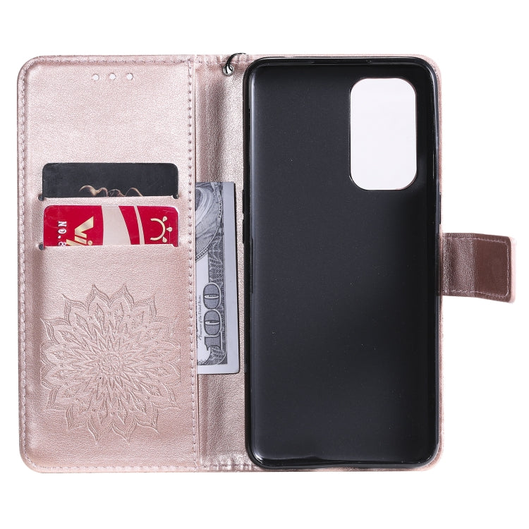 For OnePlus 9 Sun Embossing Pattern Horizontal Flip Leather Case with Card Slot & Holder & Wallet & Lanyard