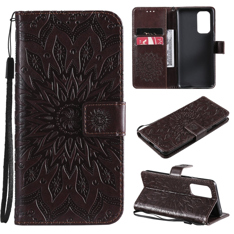 For OnePlus 9 Sun Embossing Pattern Horizontal Flip Leather Case with Card Slot & Holder & Wallet & Lanyard
