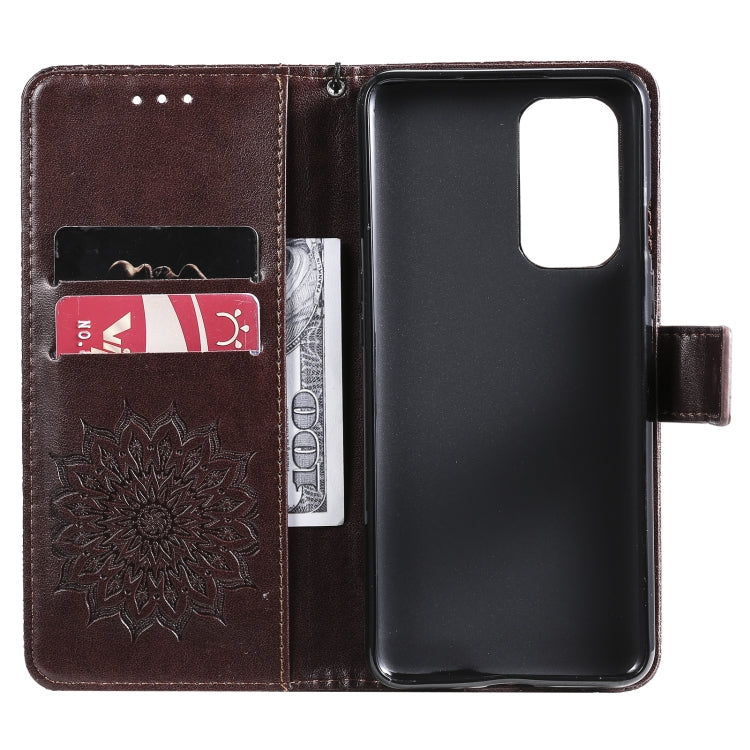 For OnePlus 9 Sun Embossing Pattern Horizontal Flip Leather Case with Card Slot & Holder & Wallet & Lanyard