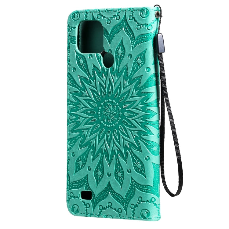 For OPPO Realme C20 / C21 Sun Embossing Pattern Horizontal Flip Leather Case with Card Slot & Holder & Wallet & Lanyard