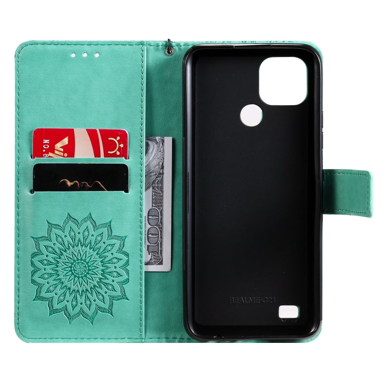 For OPPO Realme C20 / C21 Sun Embossing Pattern Horizontal Flip Leather Case with Card Slot & Holder & Wallet & Lanyard