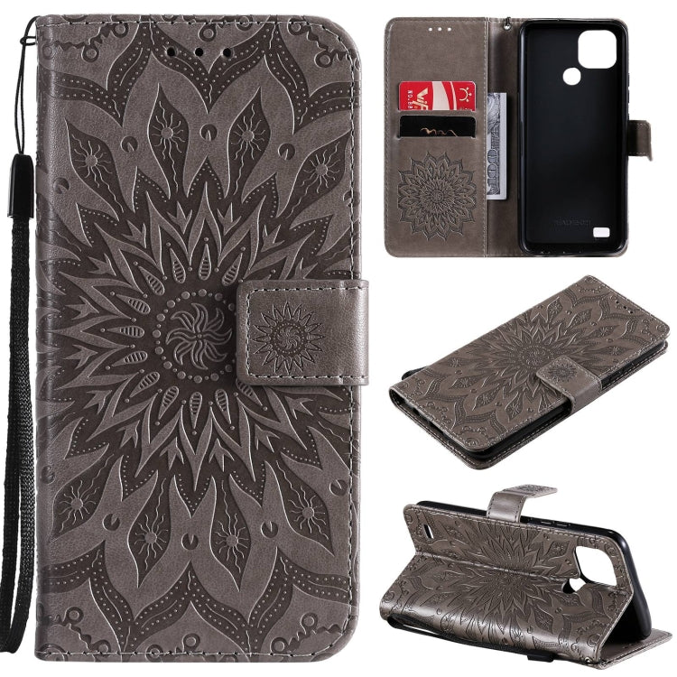 For OPPO Realme C20 / C21 Sun Embossing Pattern Horizontal Flip Leather Case with Card Slot & Holder & Wallet & Lanyard